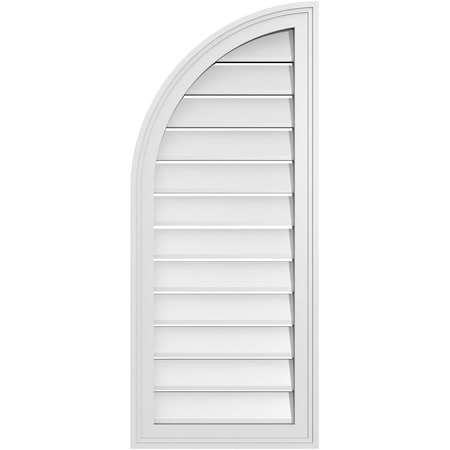 Ekena Millwork Quarter Round Top Left Surface Mount PVC Gable Vent w/ 2"W x 1-1/2"P Brickmould Frame, 16"W x 38"H GVPQL16X3802SF